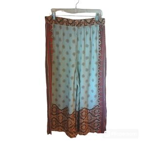 Crimson In Grace Women's Vintage Print Bohemian  Pull On Ankle Pants Size XL